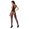 Bodystocking con encaje Passion BS069 en negro, modelo de espaldas