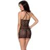 Chemise Passion Azalia de encaje con cuello halter, modelo de espaldas