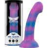 Mythology Dion Galactic M, dildo morado y azul junto a su caja
