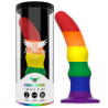 Mythology Kuno Pride M, dildo multicolor arcoíris junto a su caja