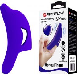 Pretty love - delphini poderoso estimulador de dedo azul oscuro