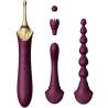 Masajeador ZALO Bess 2 morado con sus cuatro accesorios