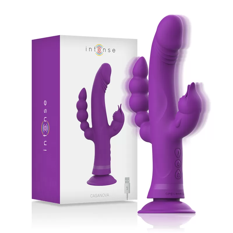 Intense - casanova vibrador rabbit silicona triple motor morado Intense - casanova vibrador rabbit silicona triple motor morado