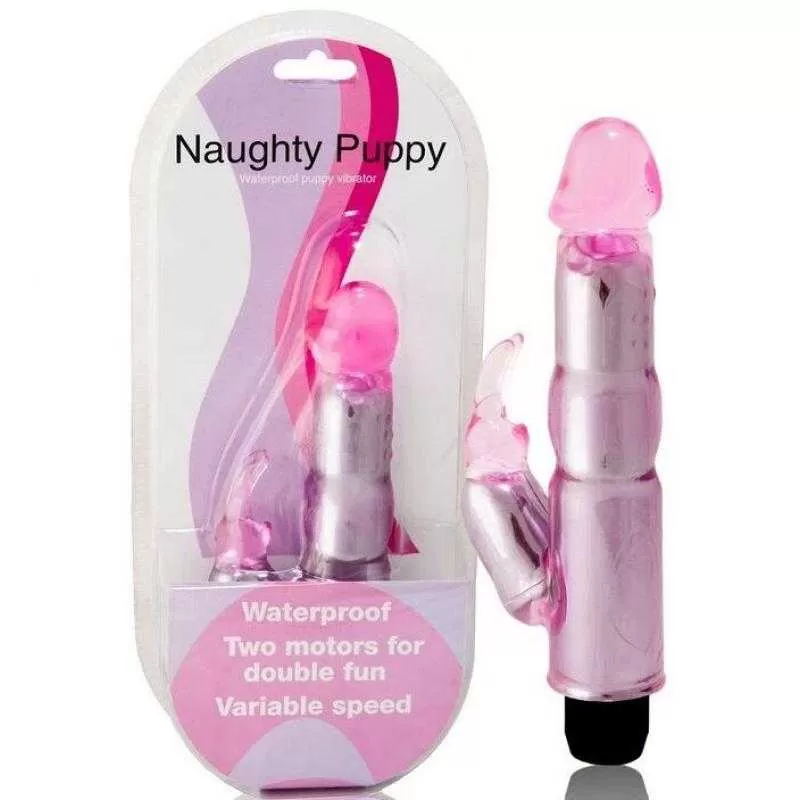 Vibrador c/estimulador rosa regulable