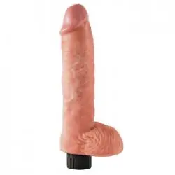 Dildo vibrador king cock con testiculos 25.5 cm color carne