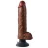 Dildo vibrador king cock con testiculos 25.5 cm color marron - 1