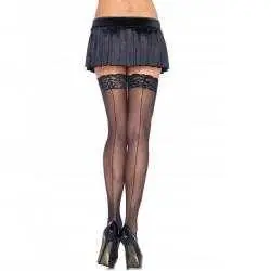Leg avenue medias con costura y encaje en la parte superior plus