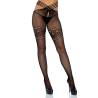 Panty de microrred abierto Leg Avenue Kym, de frente con encaje en el muslo
