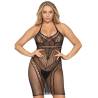 Minivestido multi red halter Leg Avenue negro, de frente con cuello halter