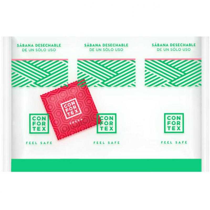 Confortex sabanas higiénicas desechables invidual + preservativo fresa Confortex sabanas higiénicas desechables invidual + preservativo fresa