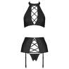 Set Passion Nancy de efecto cuero con liguero, top y liguero sin modelo, de frente