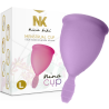 Copa menstrual Nina Cup lila talla L junto a su caja