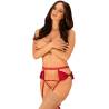 Liguero rojo Obsessive Rubinesa con tanga, modelo de frente