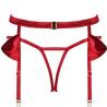 Liguero rojo Obsessive Rubinesa con tanga, sobre fondo blanco y sin modelo