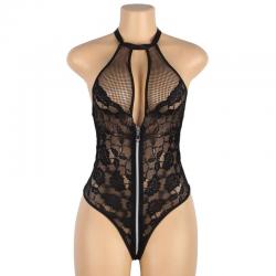 Subblime teddy de encajes floral con cremallera s/m