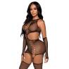 Do It To It de Leg Avenue, top, medias con liguero y guantes, de frente