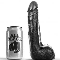 All black dildo realistico negro suave 20 cm