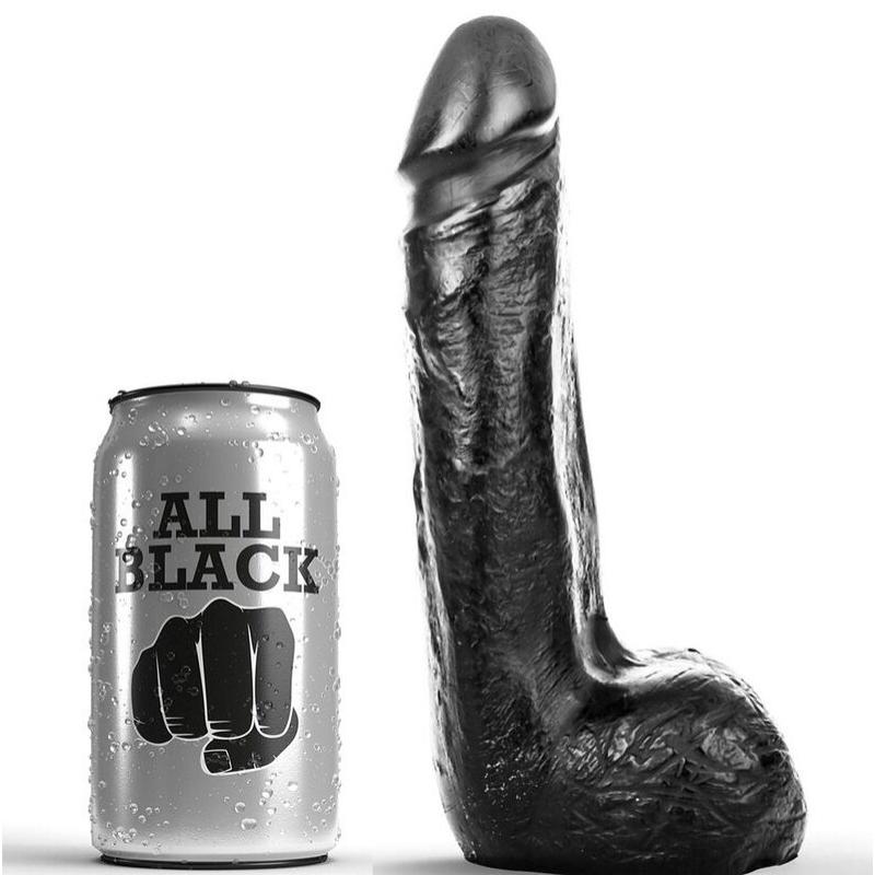 All black dildo realistico negro suave 20 cm