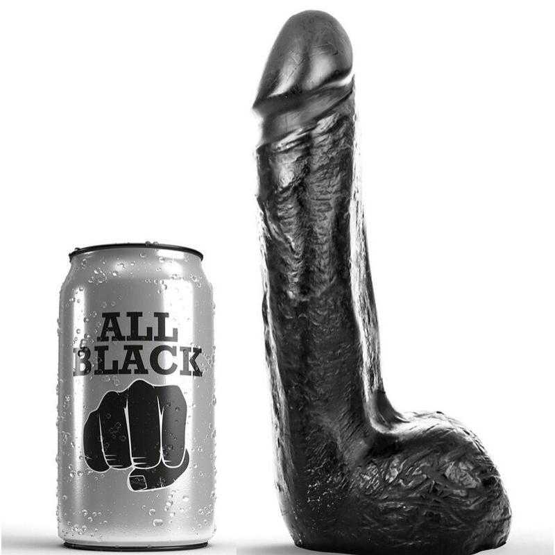 All black dildo realistico negro suave 20 cm