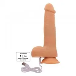 Get real - dildo vibrador con bolas giratorias natural