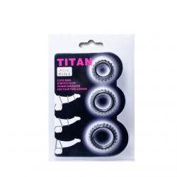 Baile titan set 3pcs cock ring black 2.8 + 2.4 + 1.9 cm