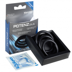 Potenz plus pack 3 anillos para pene negro - s, m, l