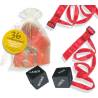 Kit Inedit rojo: cintas de atar, dados y bolsa de organza