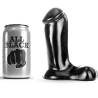 Dildo realista All Black de 14 cm junto a una lata