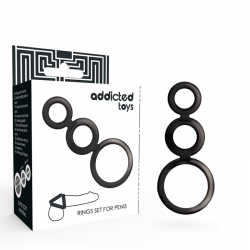 Addicted toys set anillos pene y testiculos - ahumado