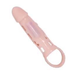 Baile funda extensora pene con vibracion y strap 13,5 cm carne - - 3