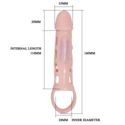 Baile funda extensora pene con vibracion y strap 13,5 cm carne - - 7