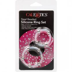 Calex kit de 2 uds anillo de silicona con cuentas de acero