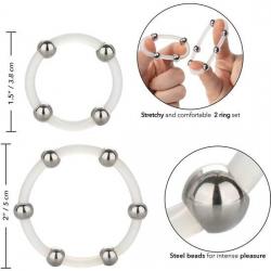 Calex kit de 2 uds anillo de silicona con cuentas de acero