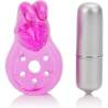 Micro Vibe Arouser Bunny rosa y bala vibradora plateada por separado