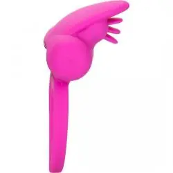 Calex dual clit flicker enhancer doble anillo vibrador de silicona rosa