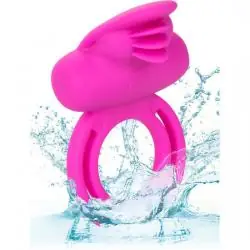Calex dual clit flicker enhancer doble anillo vibrador de silicona rosa