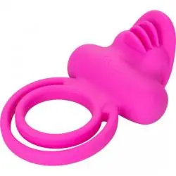 Calex dual clit flicker enhancer doble anillo vibrador de silicona rosa