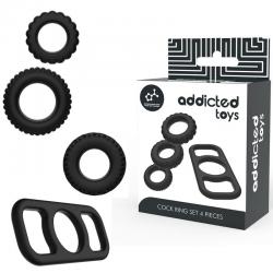 Addicted toys set 4 anillos silicona para el pene