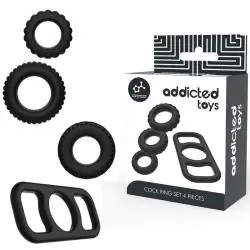 Addicted toys set 4 anillos silicona para el pene Addicted toys set 4 anillos silicona para el pene