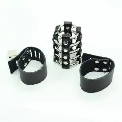 Ohmama fetish jaula pene con anillas metalicas y correas piel
