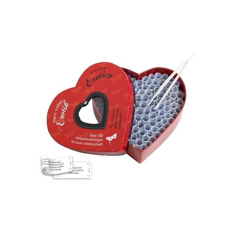 Corazón Herz voller Erotik abierto con sus rollitos y pinzas