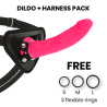 Delta club toys dildo + arnes rosa silicona medica 20 x 4cm - 1