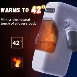 Game cup - masturbador masculino con vibración y función calor con soporte para móviles - negro