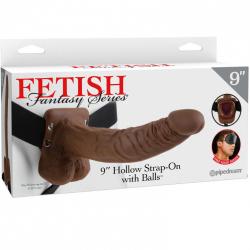 Fetish fantasy series 9" arnes con testiculos hueco man 22.9 cm marron