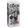 Strap-on con dildo hueco 28 cm y tirantes color carne - 2