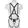 Strap-on con dildo hueco 28 cm y tirantes color carne - 6