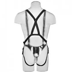 Strap-on con dildo hueco 30.5 cm y tirantes color carne