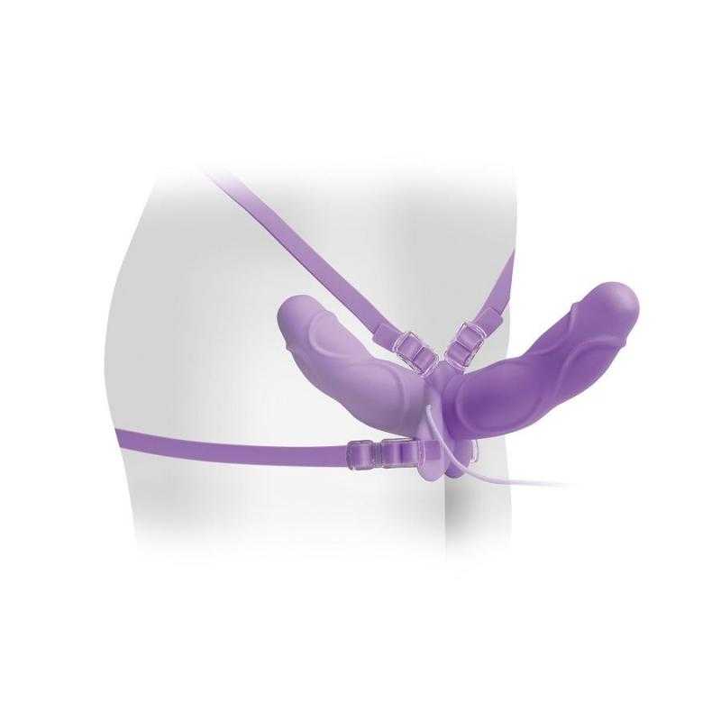 Fetish elite double arnes doble vibrador lila 11.5cm Fetish elite double arnes doble vibrador lila 11.5cm