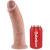 King Cock 10 pulgadas natural junto a una lata para comparar el tamaño