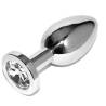 Plug Metal Hard Diamond pequeño de acero visto de lado, piedra transparente